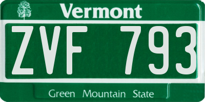 VT license plate ZVF793