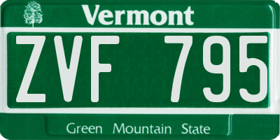 VT license plate ZVF795