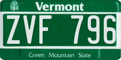 VT license plate ZVF796