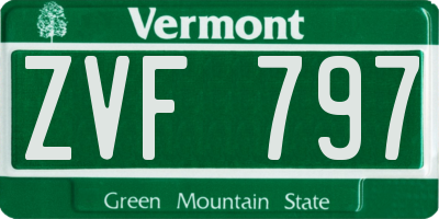VT license plate ZVF797
