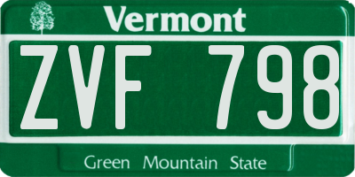 VT license plate ZVF798