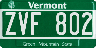 VT license plate ZVF802