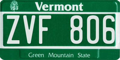 VT license plate ZVF806