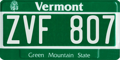 VT license plate ZVF807