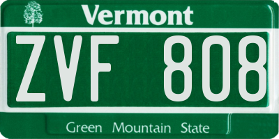 VT license plate ZVF808