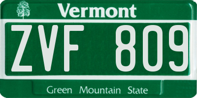 VT license plate ZVF809