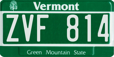 VT license plate ZVF814