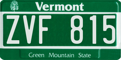 VT license plate ZVF815