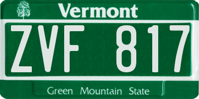 VT license plate ZVF817