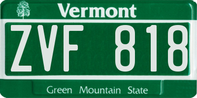 VT license plate ZVF818