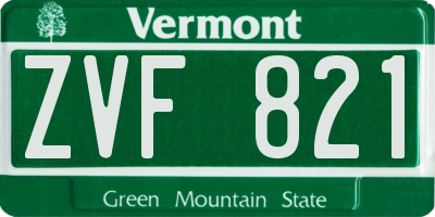 VT license plate ZVF821