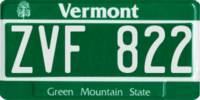 VT license plate ZVF822