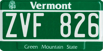 VT license plate ZVF826