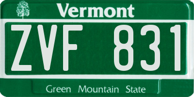 VT license plate ZVF831