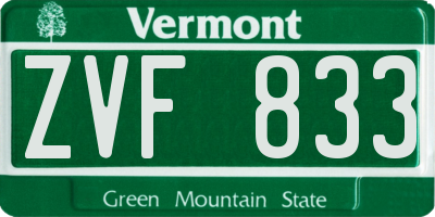 VT license plate ZVF833