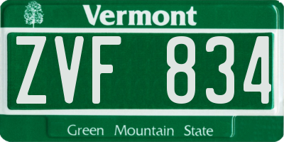 VT license plate ZVF834