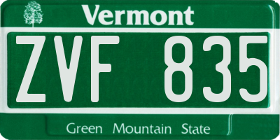 VT license plate ZVF835