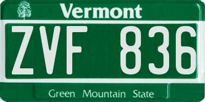 VT license plate ZVF836