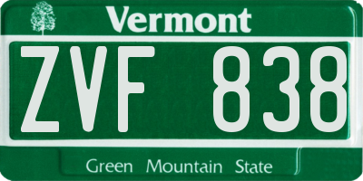 VT license plate ZVF838