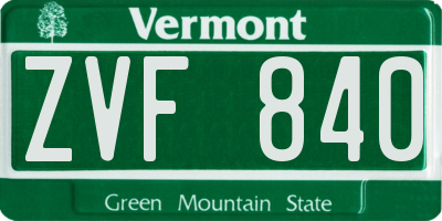 VT license plate ZVF840