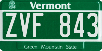 VT license plate ZVF843