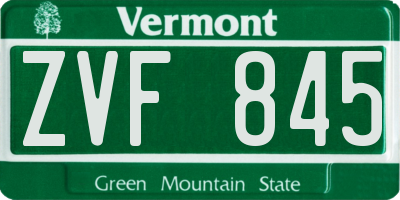 VT license plate ZVF845