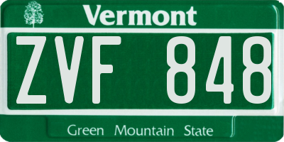 VT license plate ZVF848