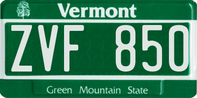 VT license plate ZVF850