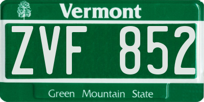 VT license plate ZVF852