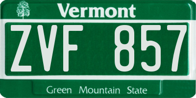 VT license plate ZVF857