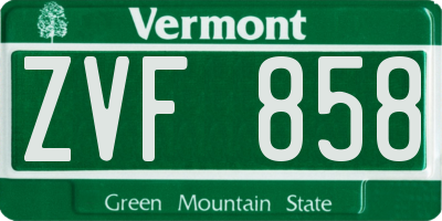 VT license plate ZVF858