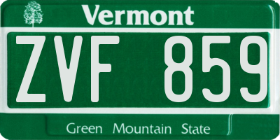 VT license plate ZVF859