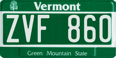 VT license plate ZVF860