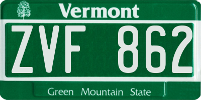 VT license plate ZVF862