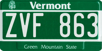 VT license plate ZVF863