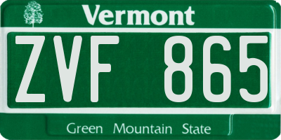 VT license plate ZVF865