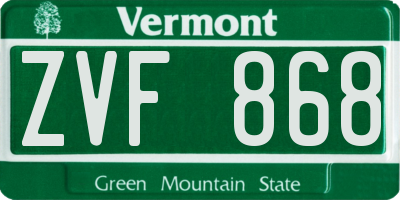 VT license plate ZVF868