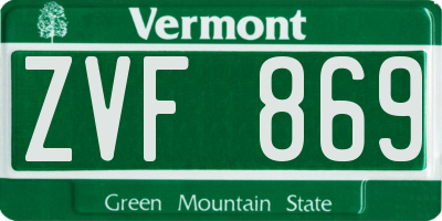 VT license plate ZVF869