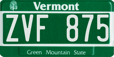 VT license plate ZVF875