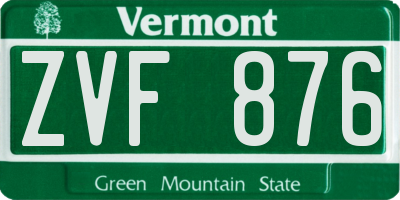 VT license plate ZVF876