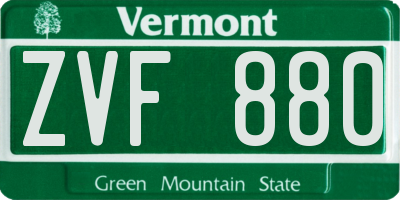 VT license plate ZVF880