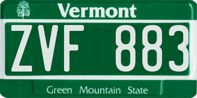 VT license plate ZVF883