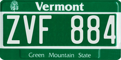VT license plate ZVF884