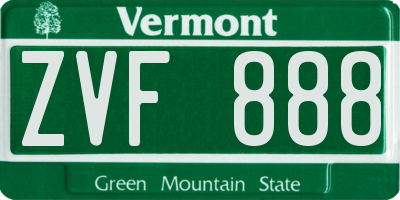 VT license plate ZVF888