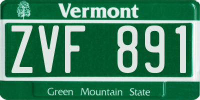 VT license plate ZVF891