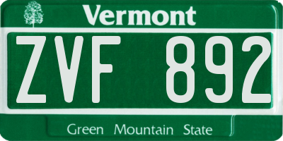 VT license plate ZVF892