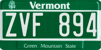 VT license plate ZVF894