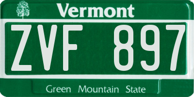 VT license plate ZVF897