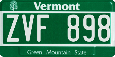 VT license plate ZVF898