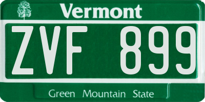 VT license plate ZVF899